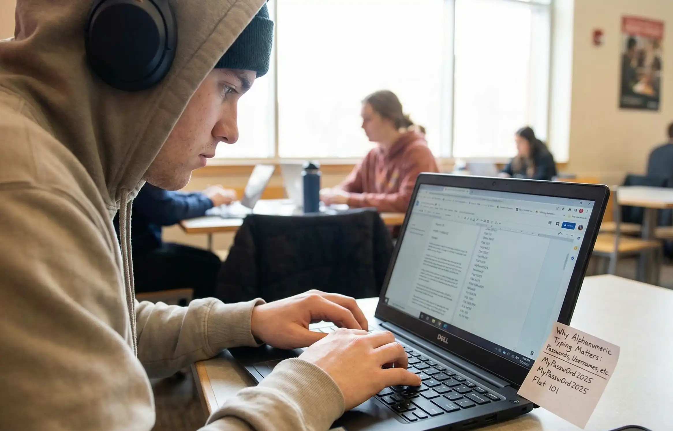 Alphanumeric typing drill