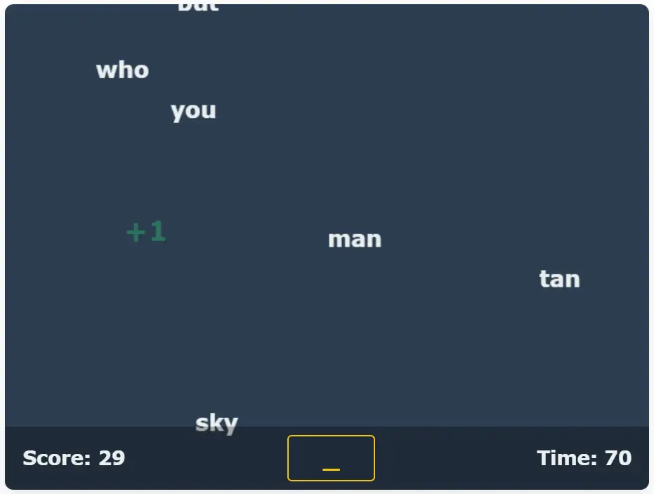 a typing game of three letter word falling. an intersting and very engaging typing game.
