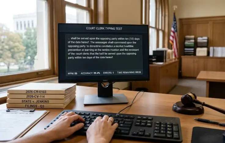 Court Clerk Typing Practice – Civil Service Exam Simulator